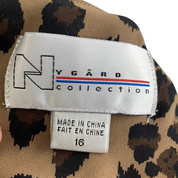 Nygard Collection Skirt Set Size 16 Animal Print Blouse Brown Black Vintage Maxi - Picture 12 of 13